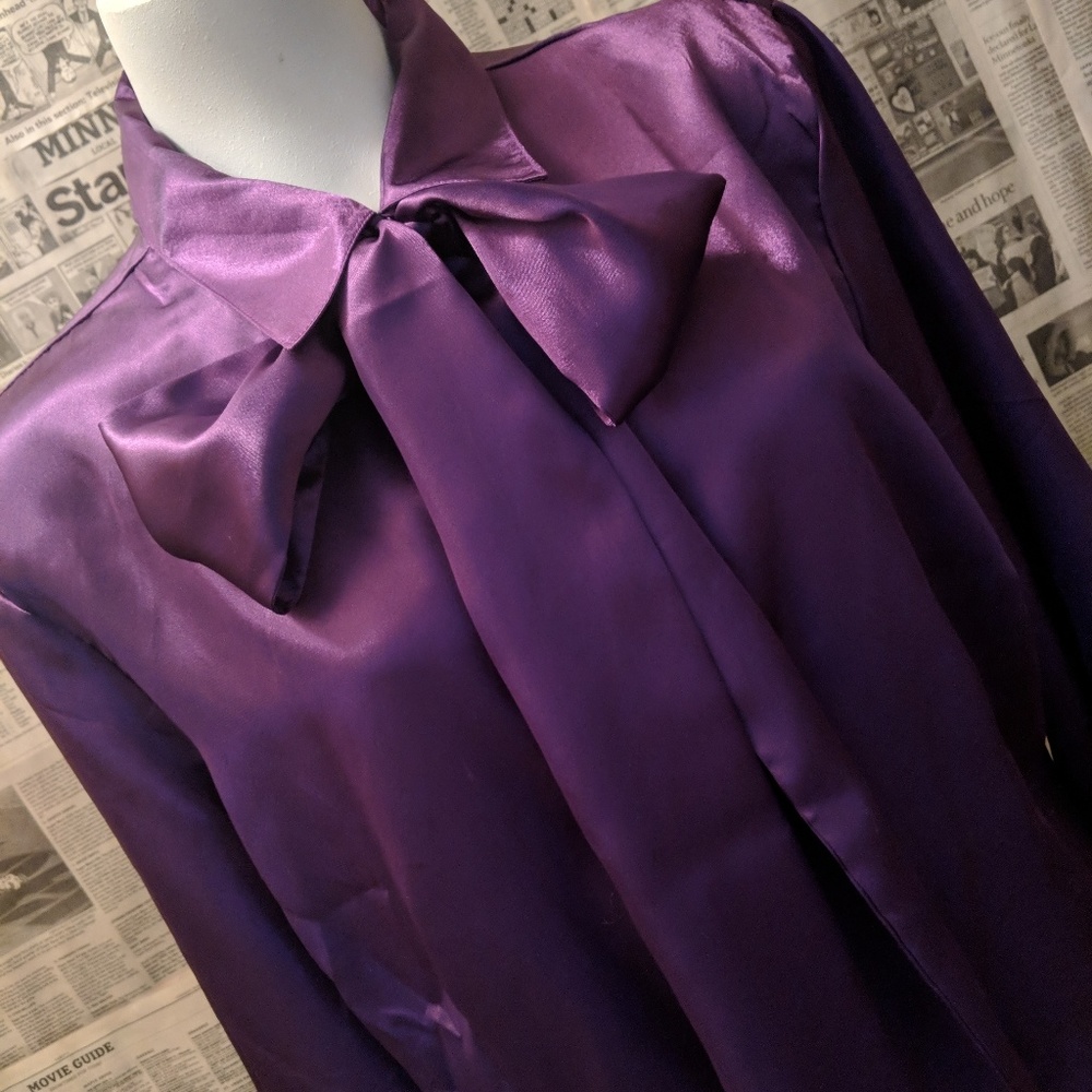 Purple pussy bow blouse